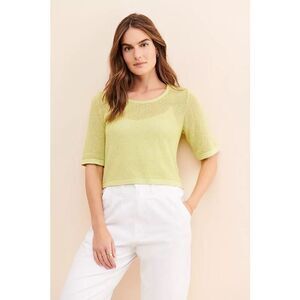 Eve Gravel Anthropologie Printemps Green Knit Crewneck Cotton Top Women Size XS